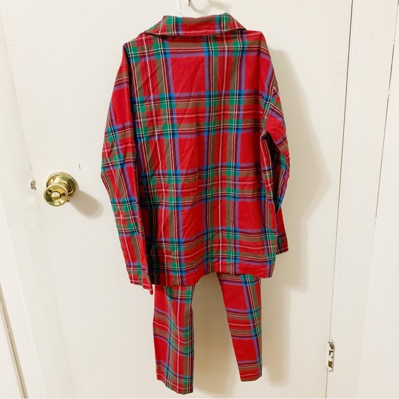 2 piece set OLD NAVY Flannel Plaid Print Pajama Red Green Tartan Kids L 10 12 - Picture 2 of 7